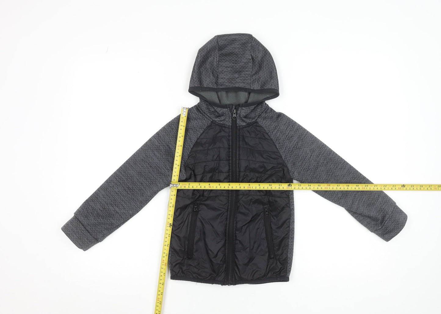 St. Bernard Boys Grey Hooded Puffer Jacket 6-7 Years Lined Full Zip
