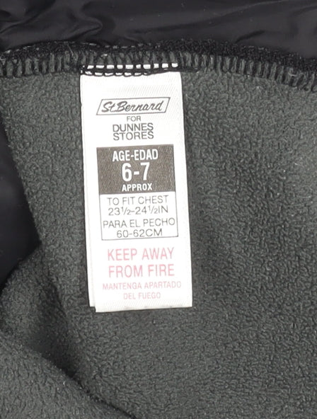 St. Bernard Boys Grey Hooded Puffer Jacket 6-7 Years Lined Full Zip