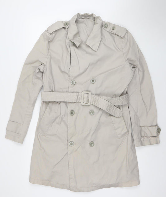 DKNY Women's Beige Trench Coat Size 12 Belted Cotton Blend