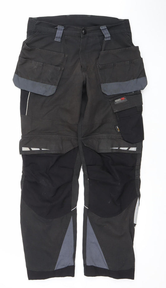 Dickies Pro Workwear Black Cargo Trousers Men 40R Durable Work Pants