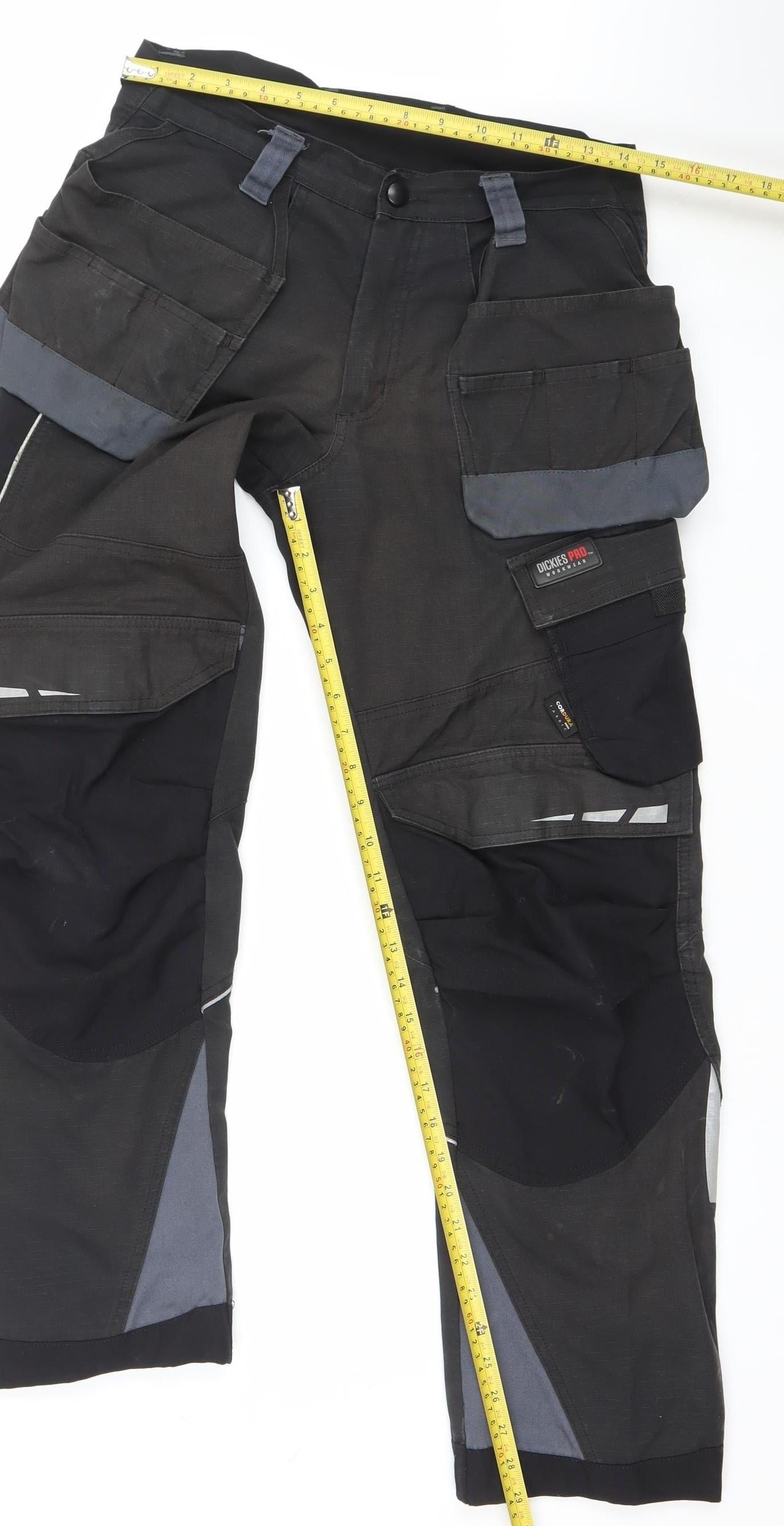 Dickies Pro Workwear Black Cargo Trousers Men 40R Durable Work Pants