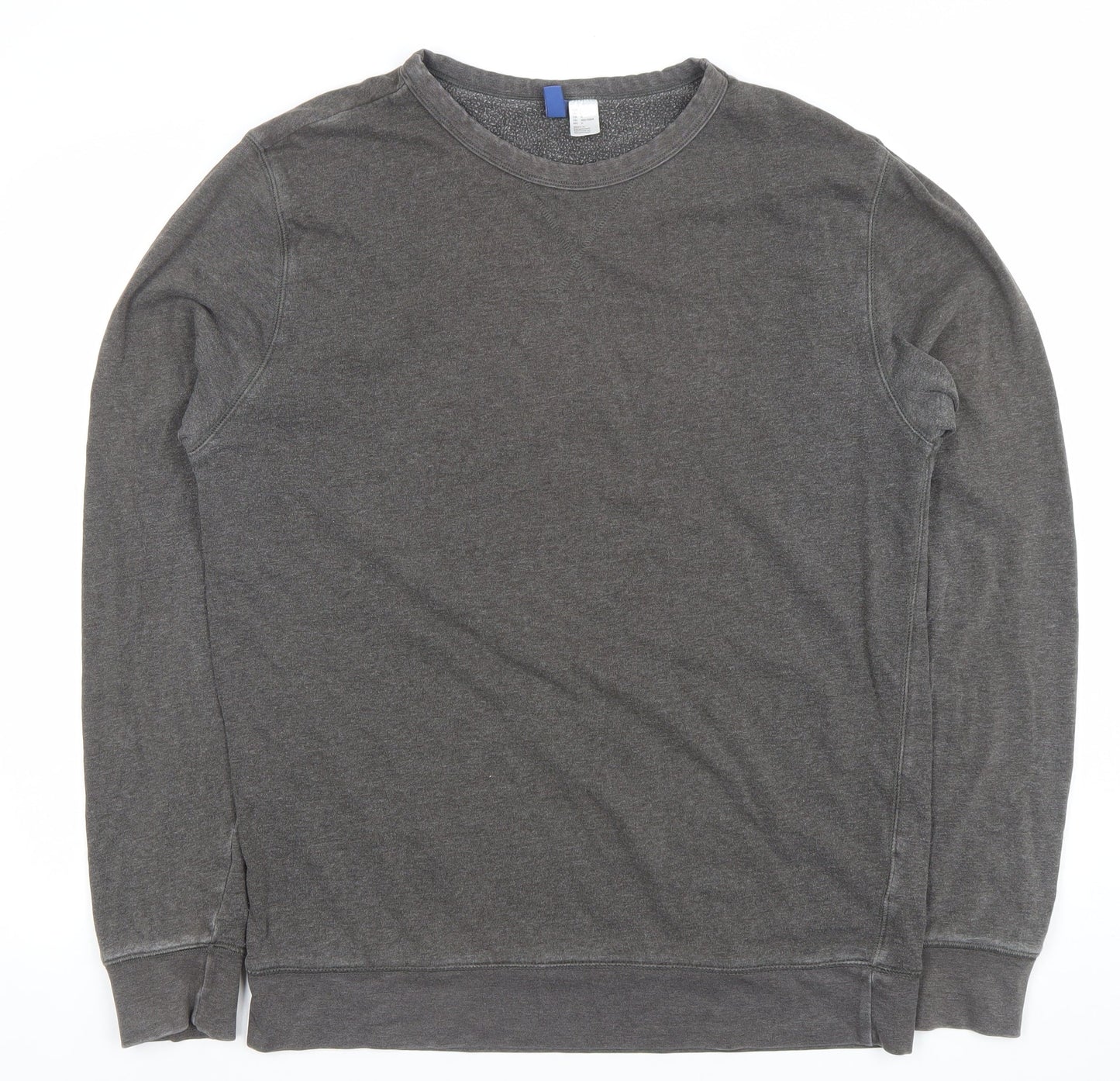 H&M Men’s Grey Cotton Blend Crew Neck Pullover Sweatshirt Size L