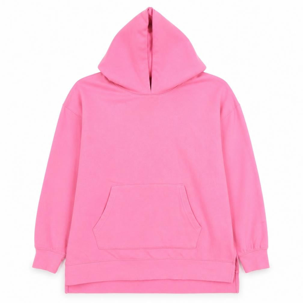 Front view of Dunnes Women Pink Pullover Hoodie Medium Fleece Lined Casual