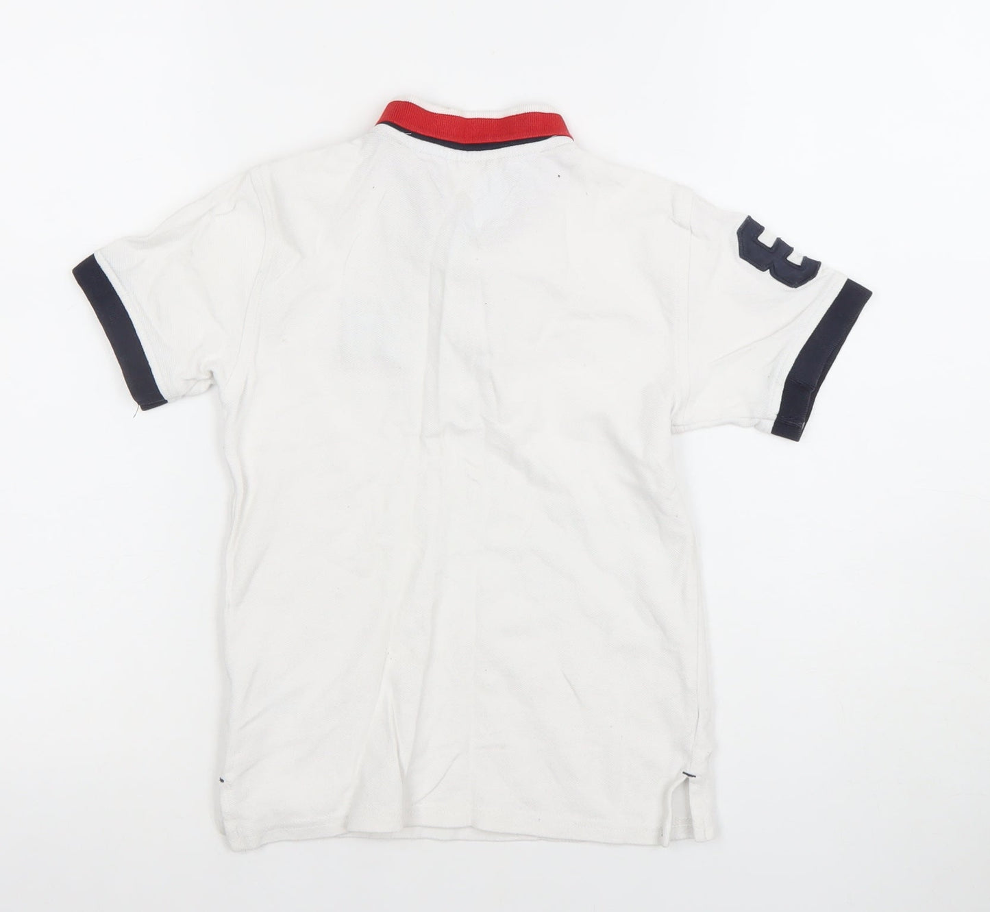 Tommy Hilfiger Boys White Polo Shirt 7 Years Embroidered Logo Collared Top