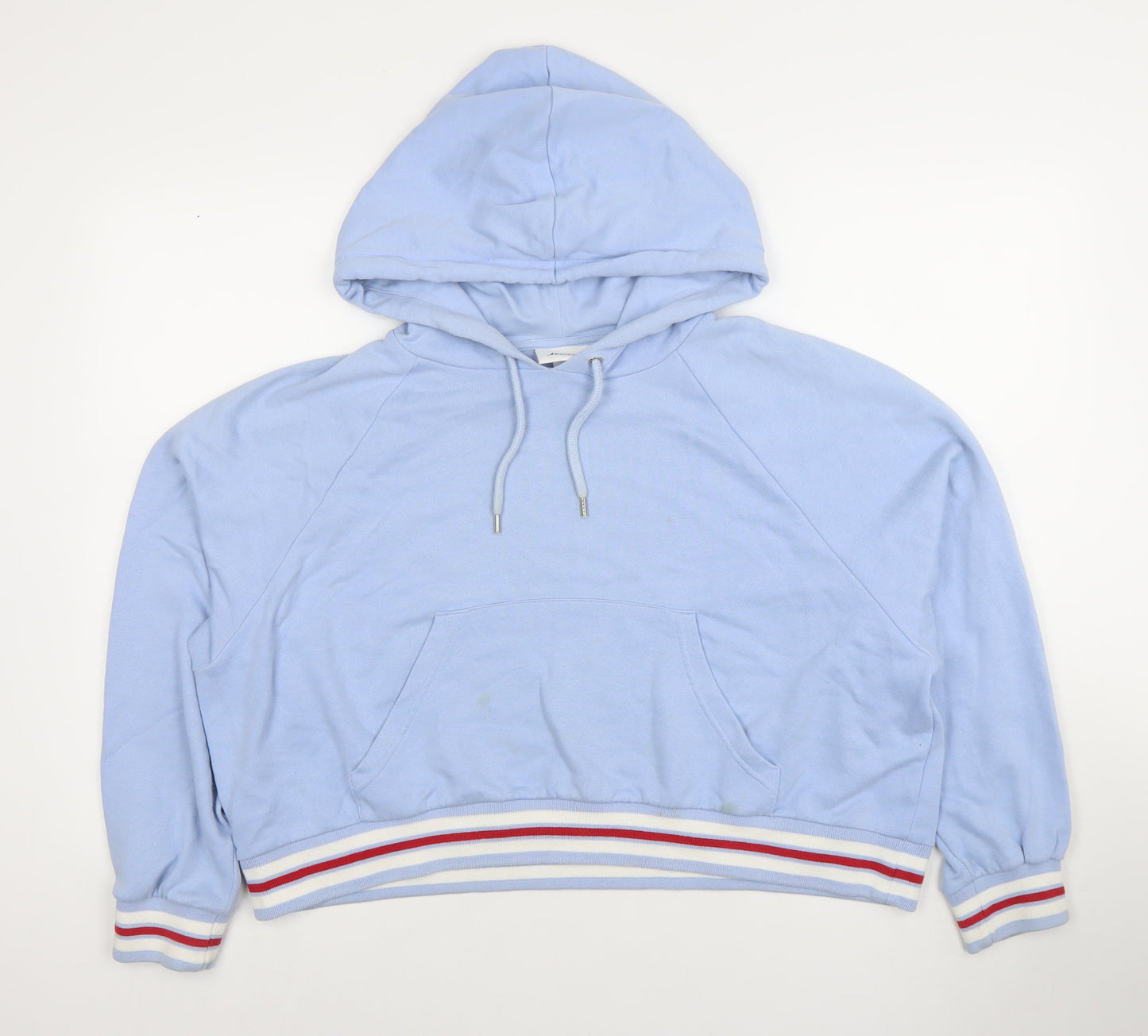 Monki Women's Blue Pullover Hoodie Size S Cotton Blend Casual