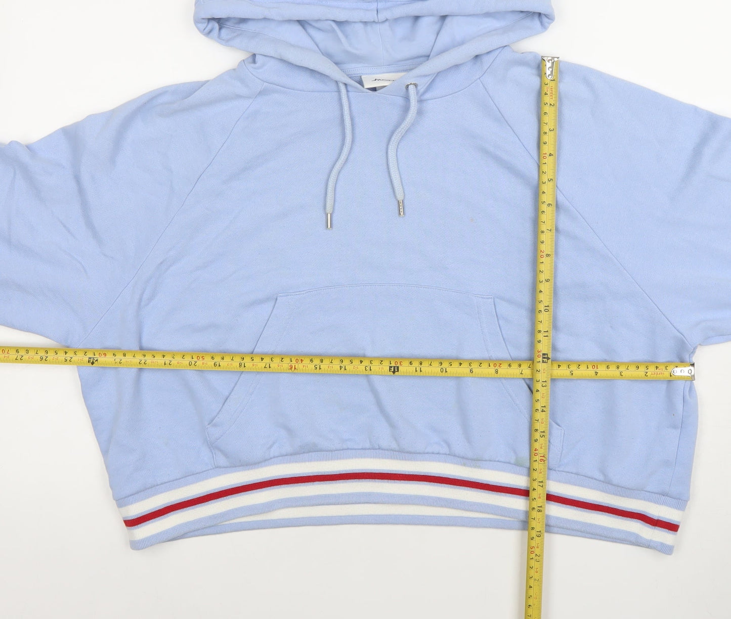 Monki Women's Blue Pullover Hoodie Size S Cotton Blend Casual