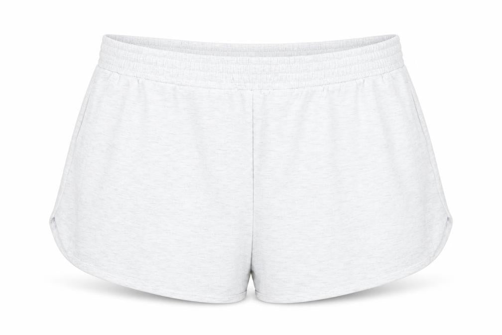 Front view of Dunnes women’s light grey sweat shorts, size XL, regular fit