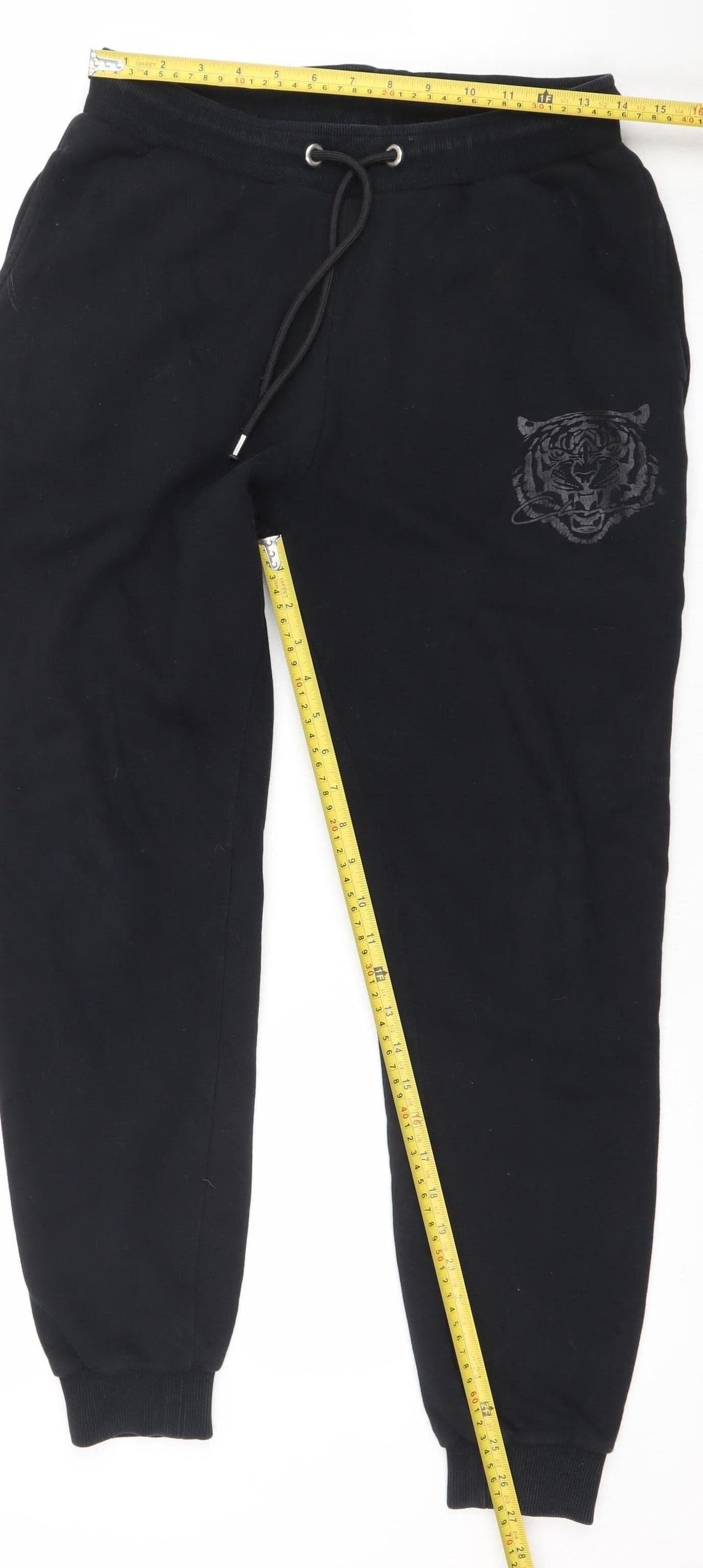 Closure London Men's Black Joggers Medium Animal Logo Sweatpants