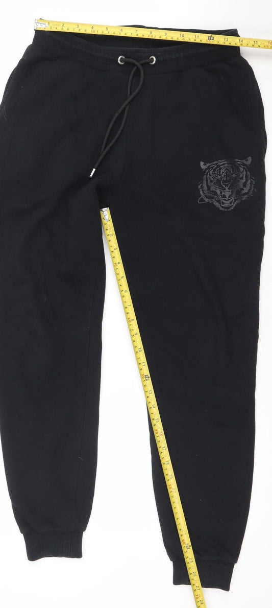 Closure London Men's Black Joggers Medium Animal Logo Sweatpants