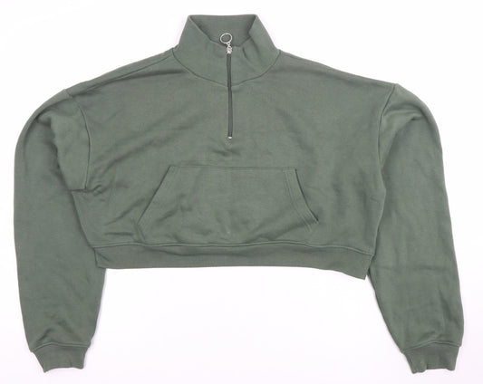 PrettyLittleThing Women’s Green 1/2 Zip Pullover Sweatshirt Size M