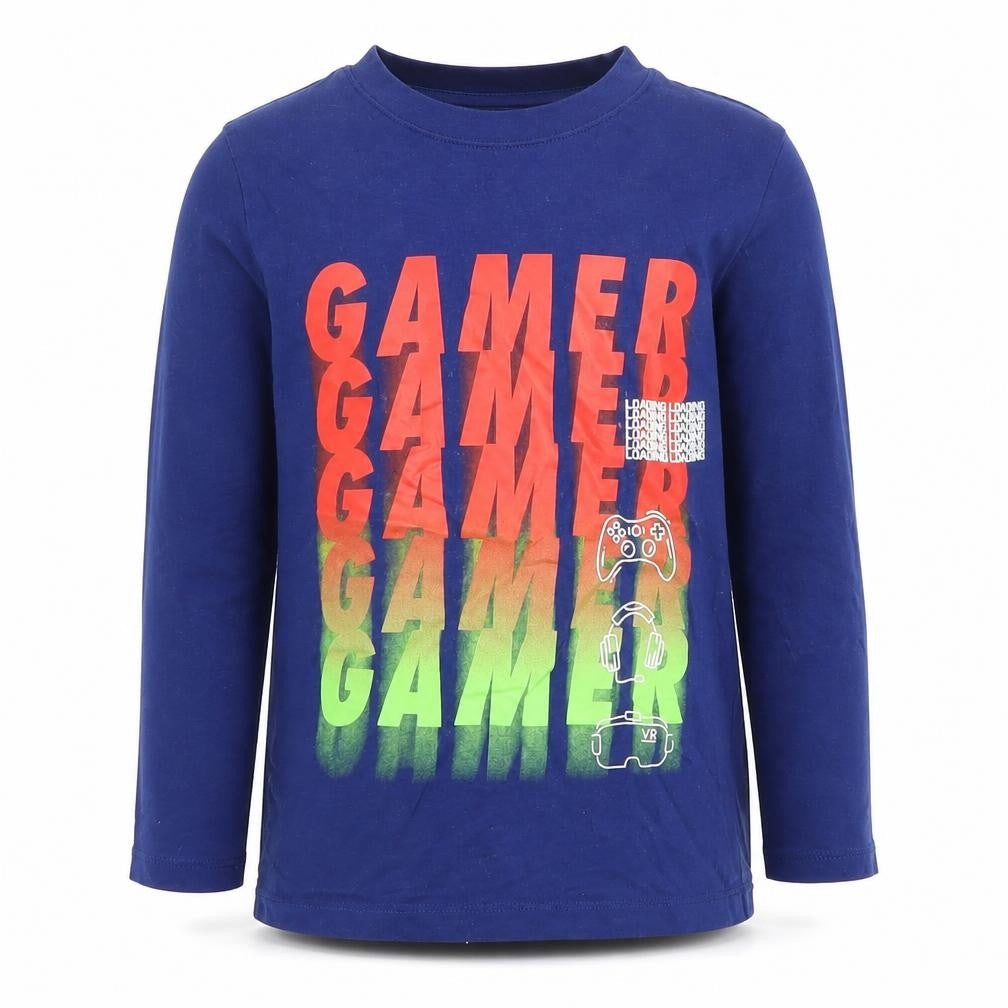 Dunnes Boys Blue Gamer Long Sleeve Cotton T-Shirt 5-6 Years