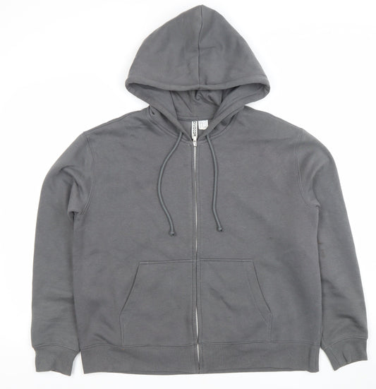 DIVIDED Mens Grey Full Zip Hoodie Size M Regular Fit Fleece