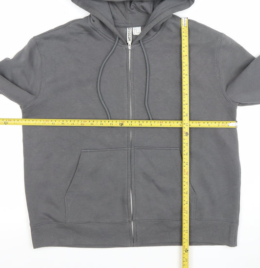 DIVIDED Mens Grey Full Zip Hoodie Size M Regular Fit Fleece