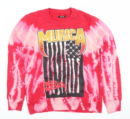 Imperious Women’s Red Tie-Dye Graphic Pullover Sweatshirt XL