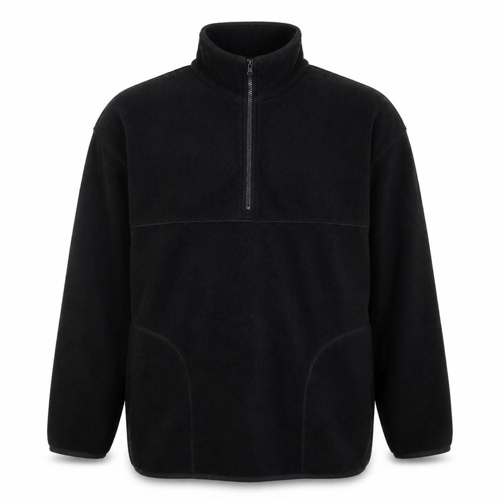 George Men Black Fleece 1/4 Zip Jacket Medium Regular Fit