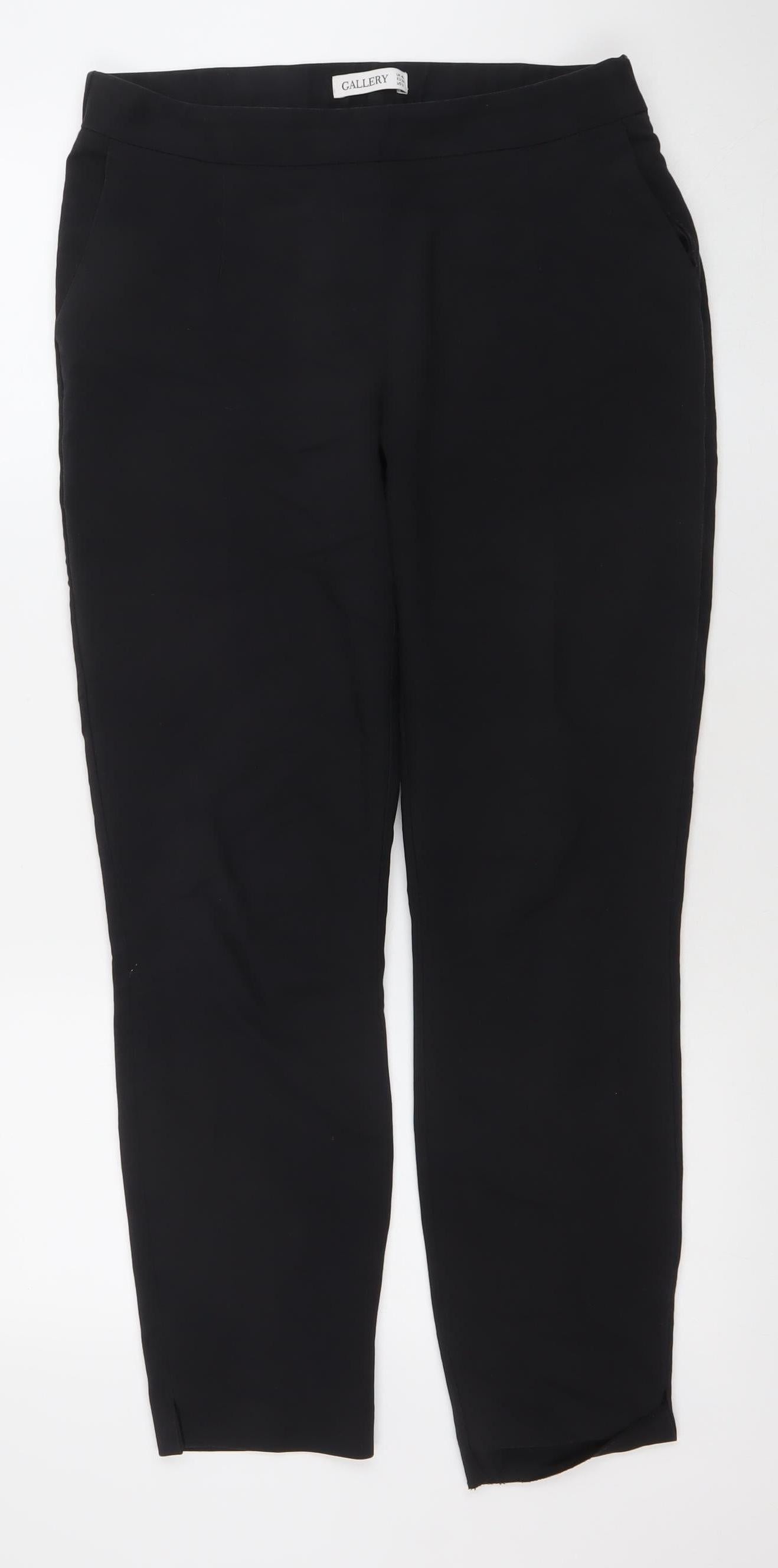 Gallery Women's Black UK 10 Tapered Cotton Blend Trousers