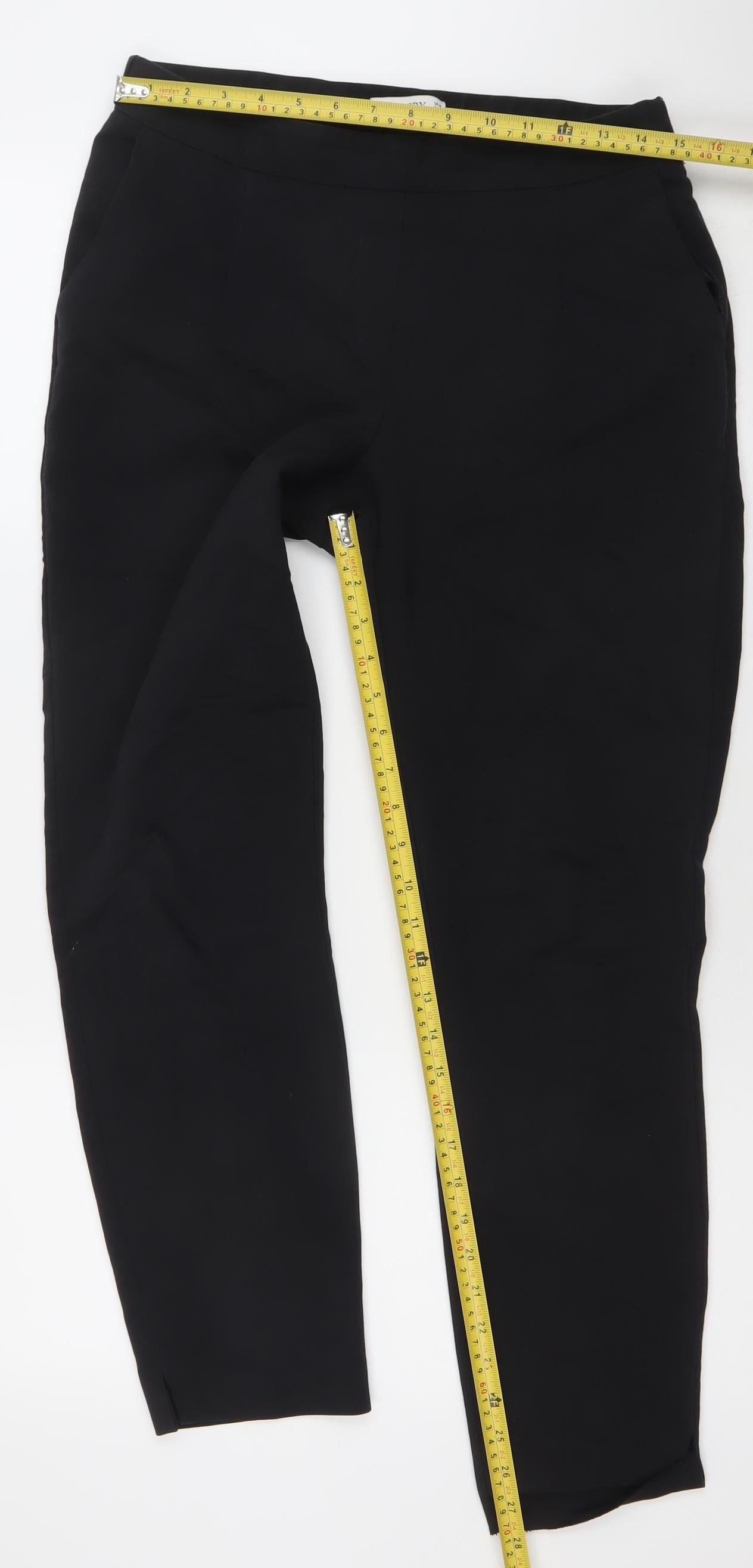 Gallery Women's Black UK 10 Tapered Cotton Blend Trousers