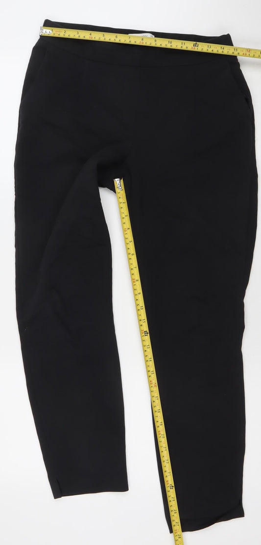 Gallery Women's Black UK 10 Tapered Cotton Blend Trousers