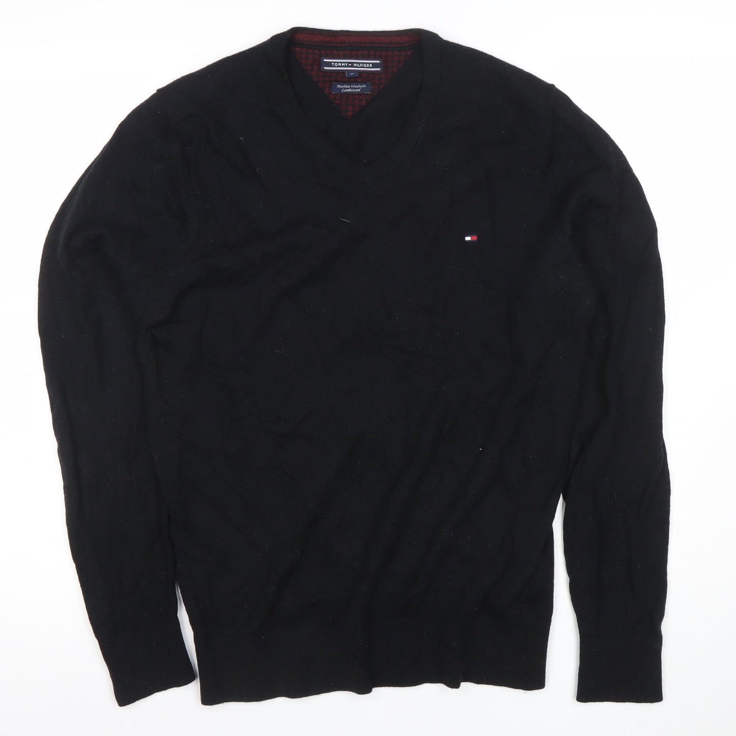 Tommy Hilfiger Men's Black Lambswool V-Neck Jumper M