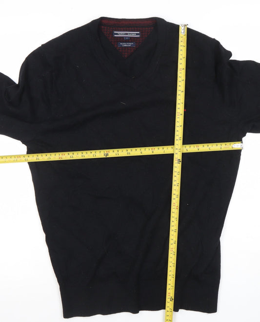 Tommy Hilfiger Men's Black Lambswool V-Neck Jumper M