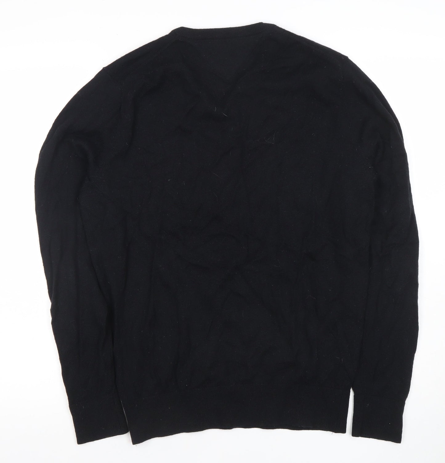 Tommy Hilfiger Men's Black Lambswool V-Neck Jumper M