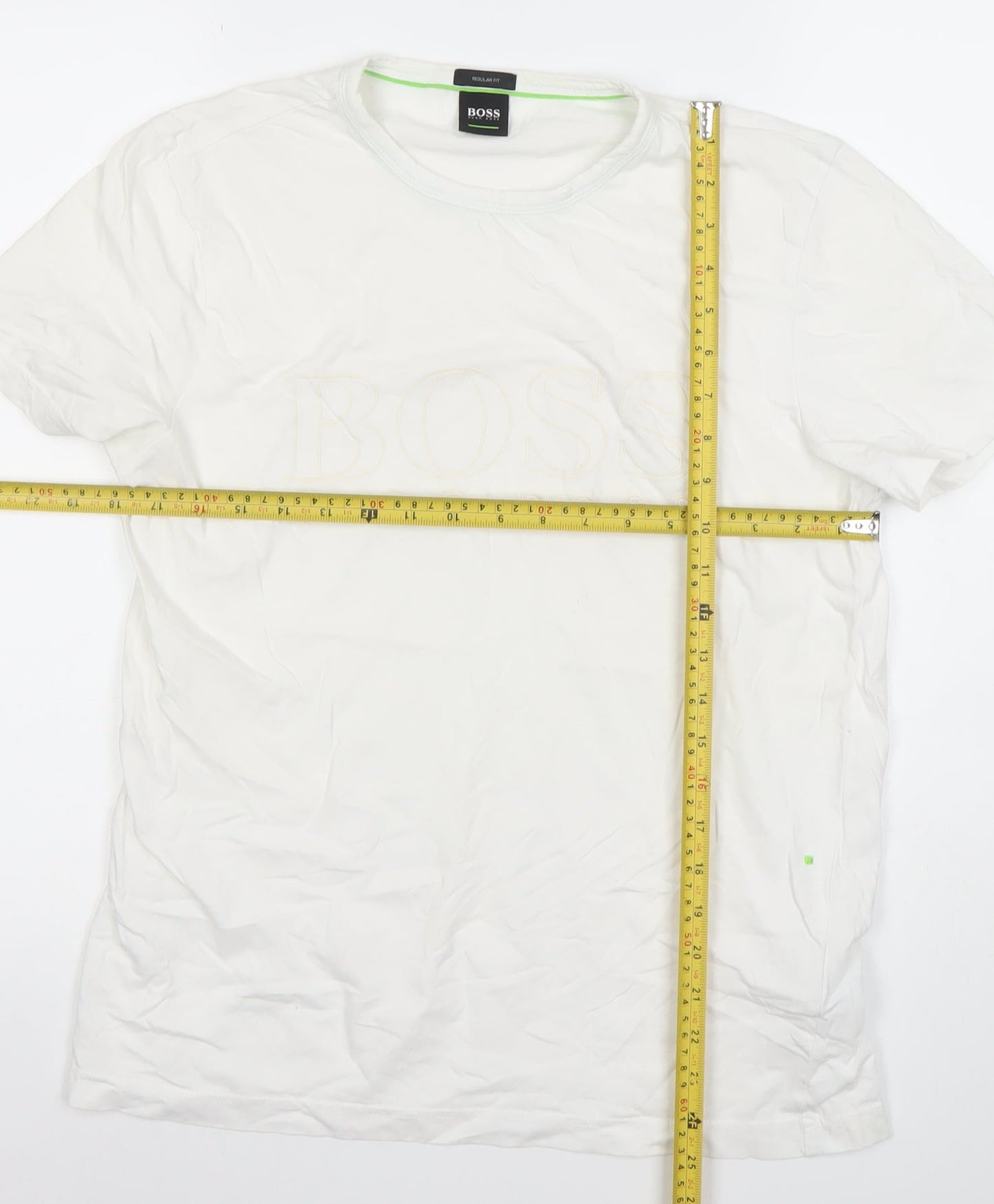 Hugo Boss Men’s White Regular Fit Cotton Logo T-Shirt Size M