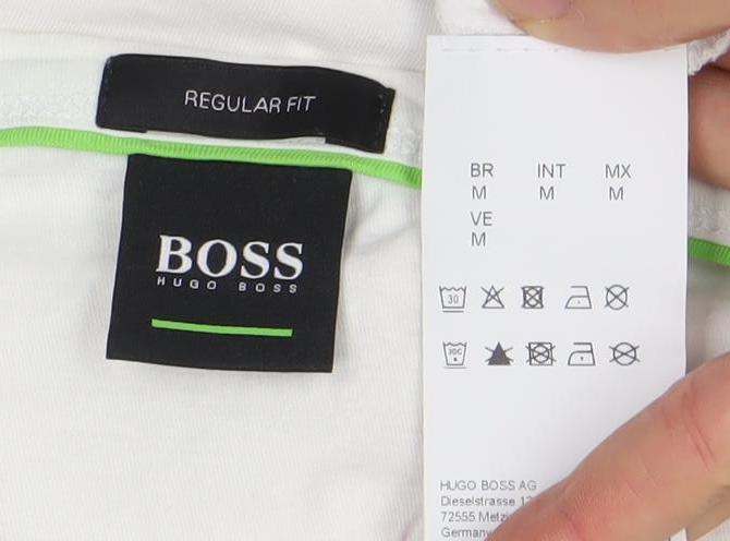 Hugo Boss Men’s White Regular Fit Cotton Logo T-Shirt Size M