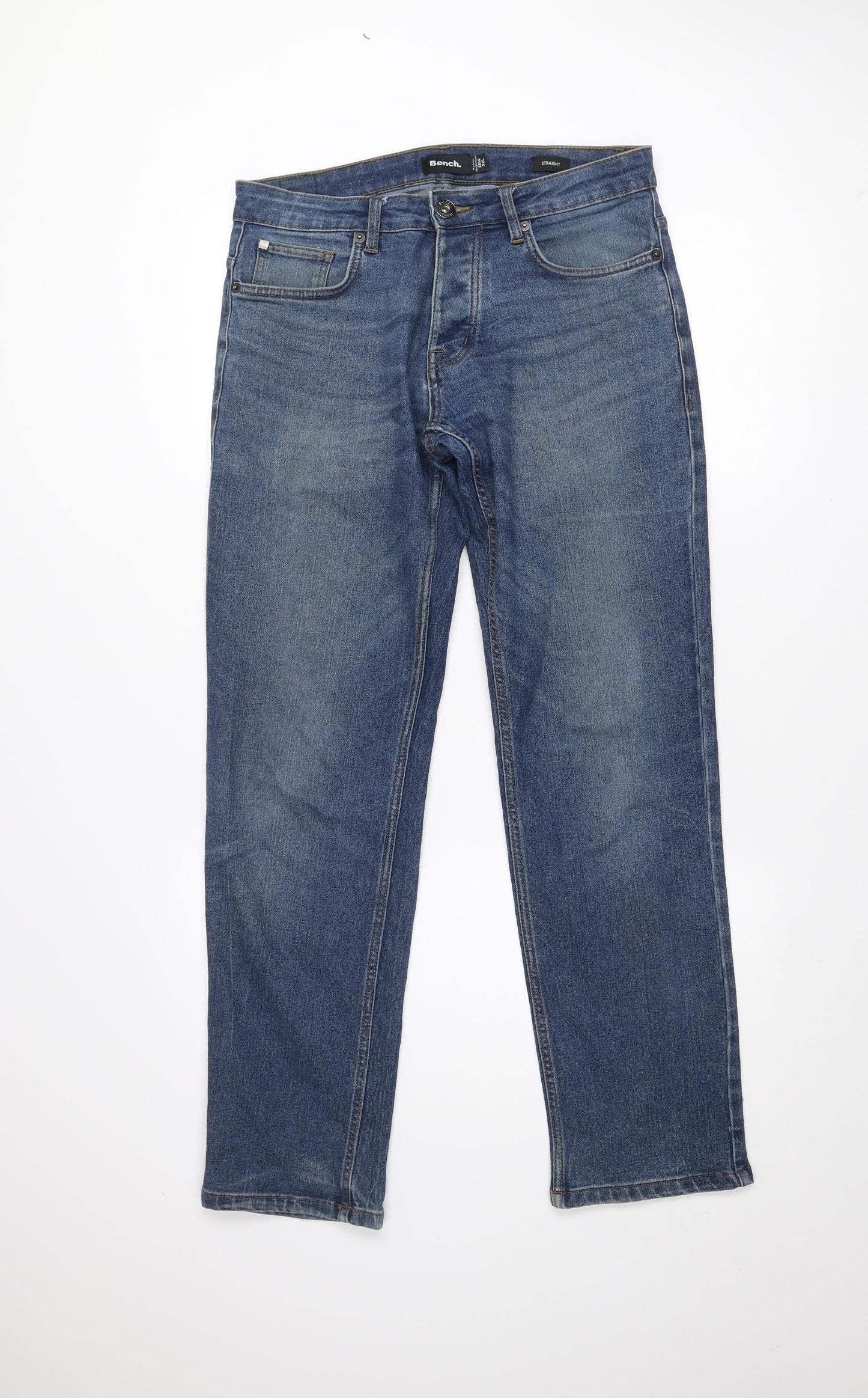 Bench Men's Blue Straight Regular Fit Denim Jeans 30W 32L