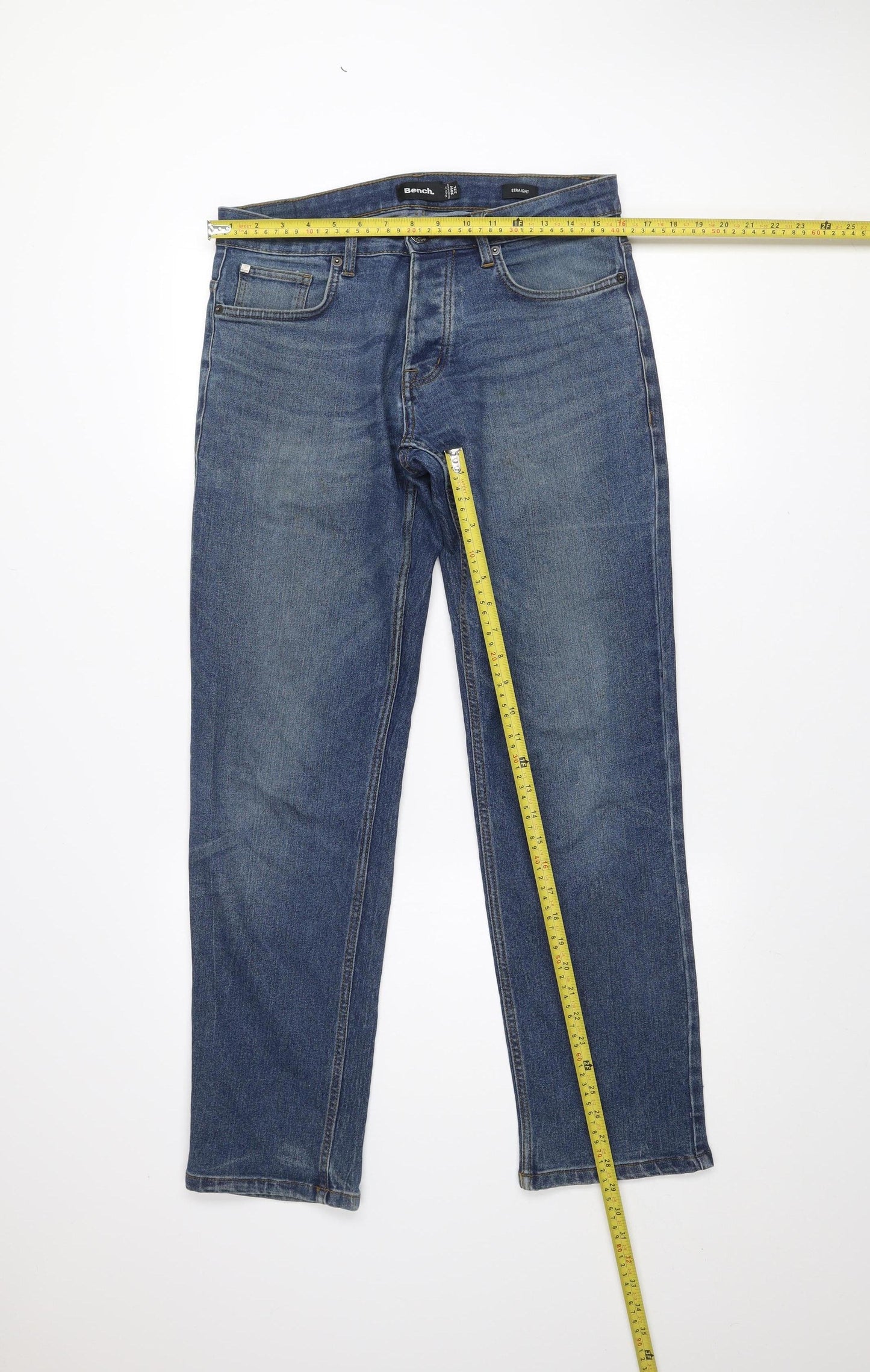 Bench Men's Blue Straight Regular Fit Denim Jeans 30W 32L