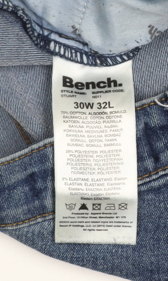 Bench Men's Blue Straight Regular Fit Denim Jeans 30W 32L