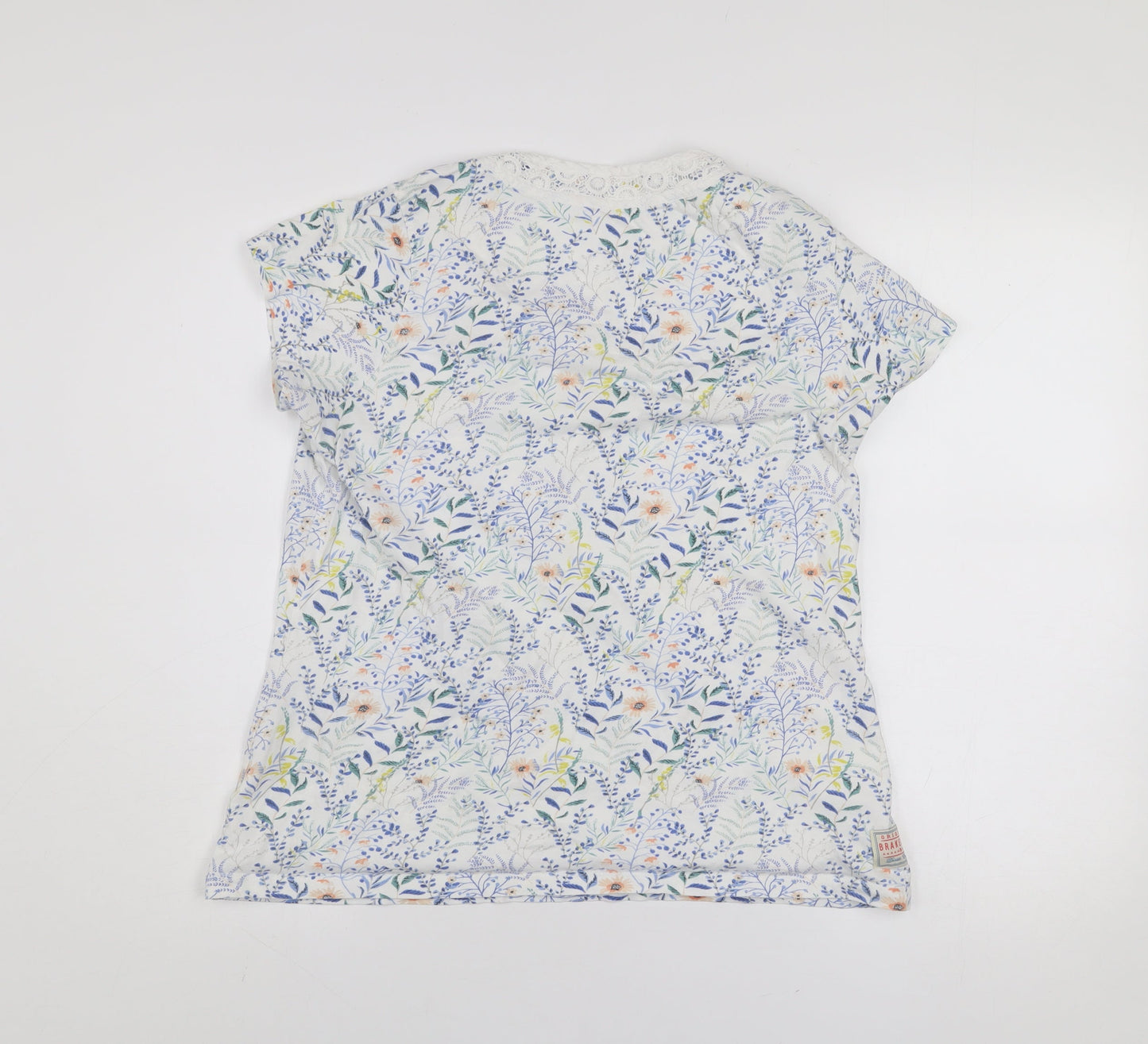 Brakeburn Womens Multicoloured Floral Lace Trim T-Shirt Size 14