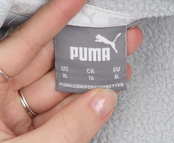 Puma Men's Grey Fleece 1/4 Zip Pullover Sweatshirt XL Golf Logo