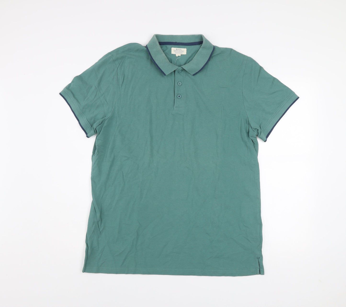 Mountain Warehouse Men’s Green Cotton Polo Shirt XL Regular Fit
