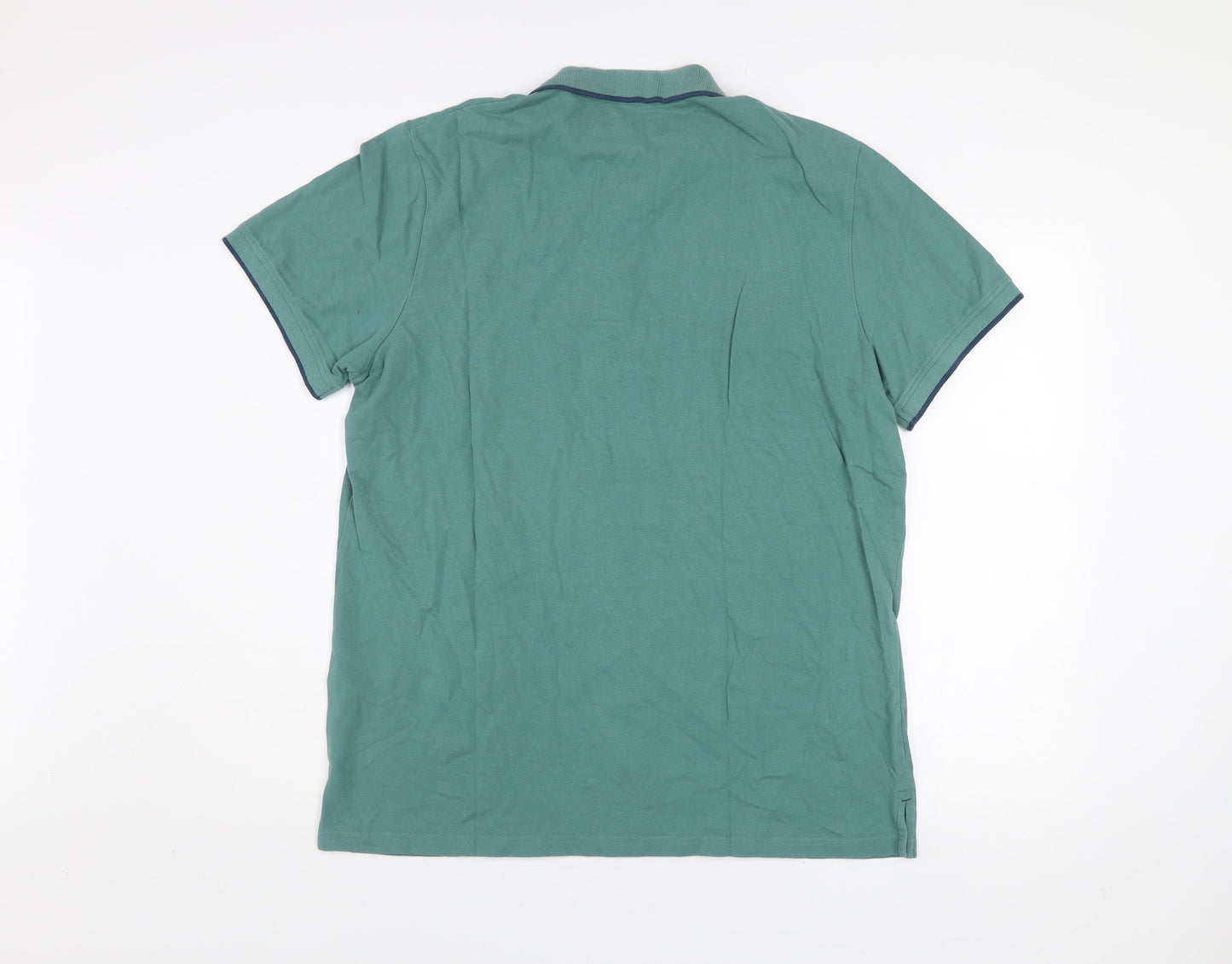 Mountain Warehouse Men’s Green Cotton Polo Shirt XL Regular Fit