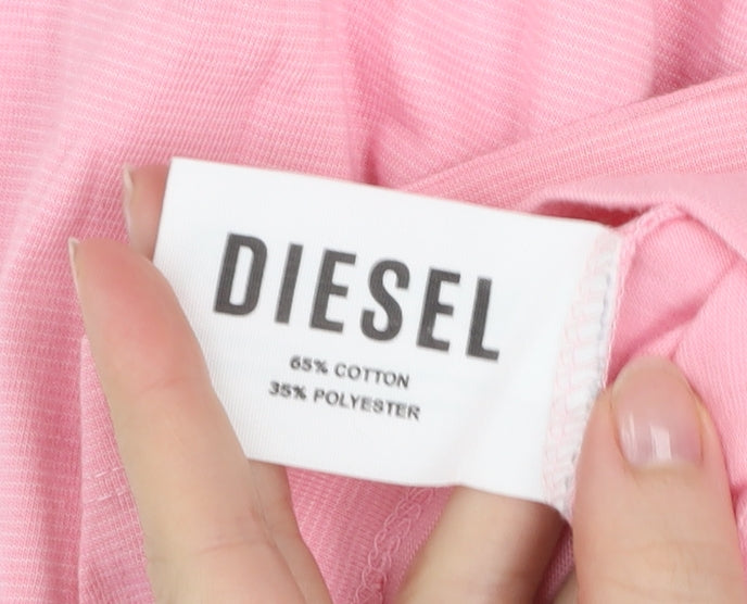 Diesel Men's Pink XL Regular Fit Cotton Blend Crew Neck T-Shirt