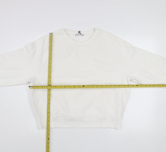 Tommy Hilfiger Women Ivory Crew Neck Pullover Sweatshirt M