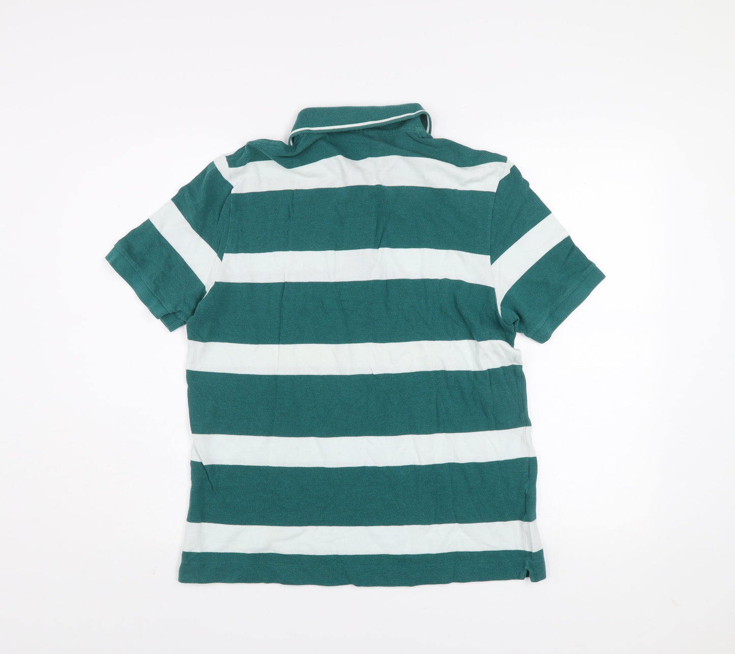 Lacoste Men's Green White Striped Cotton Polo Shirt Size L