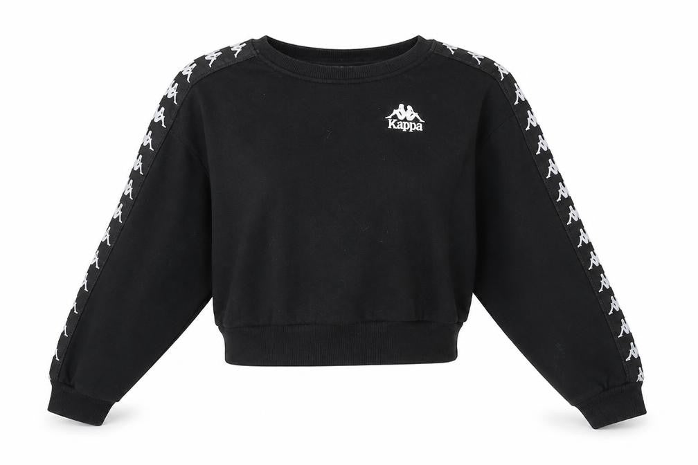 Womens UK S Regular Kappa Black Pullover Sweatshirt