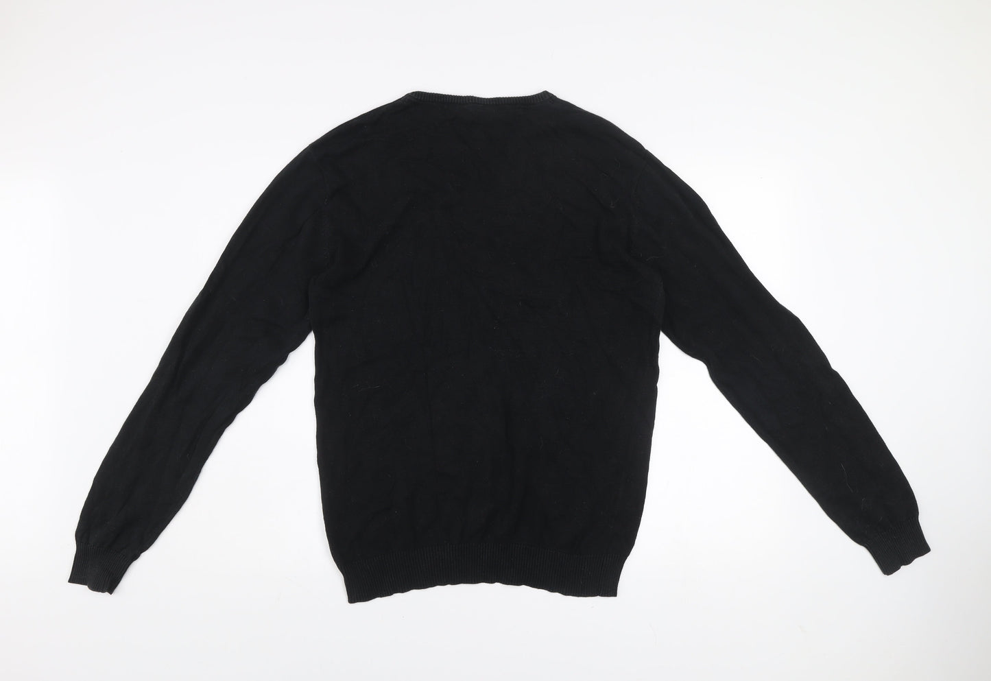 Mish Mash Men's Black Cotton Crew Neck Jumper Size L