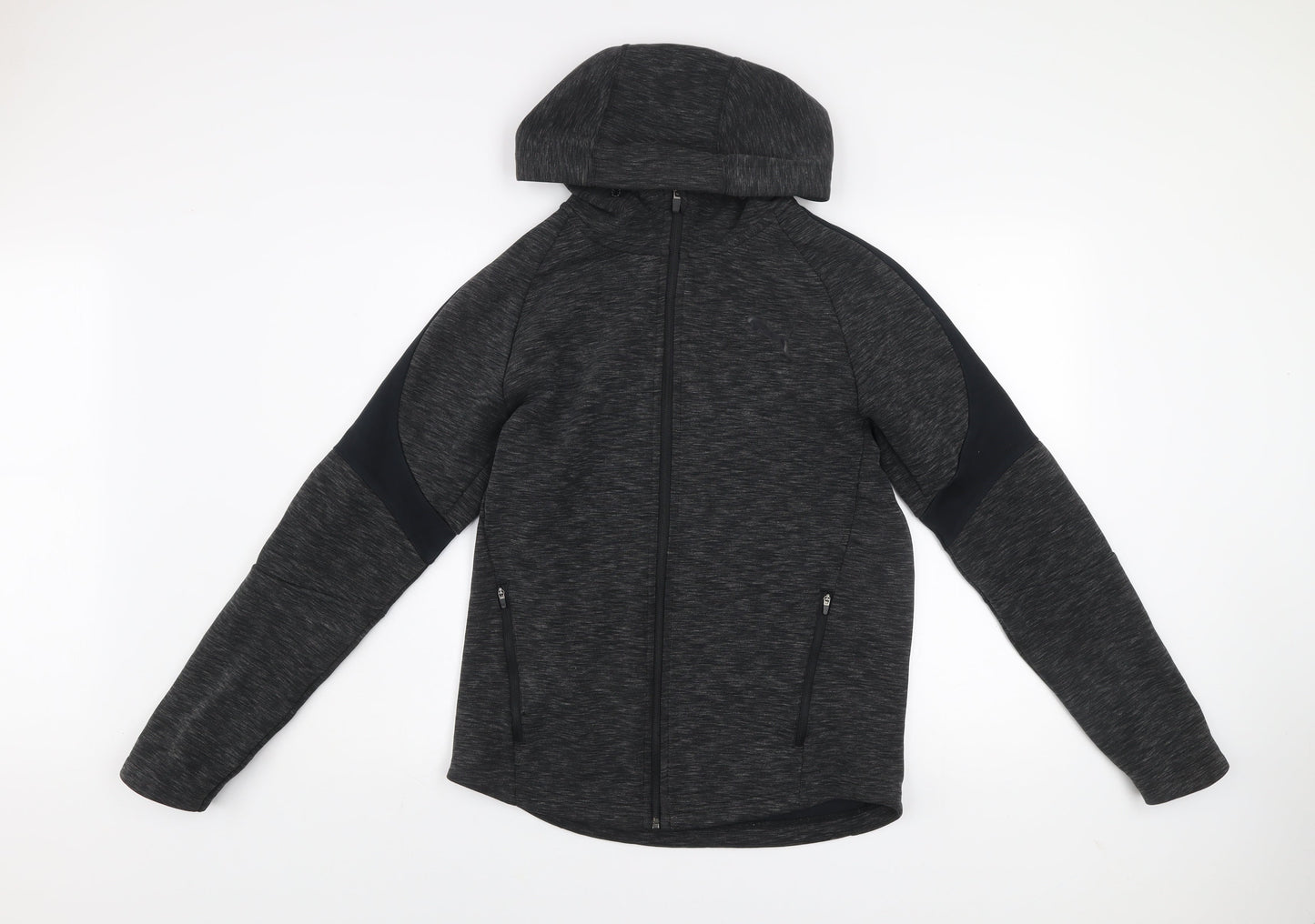 Puma Womens Grey Small Hooded Full Zip Activewear Track Jacket