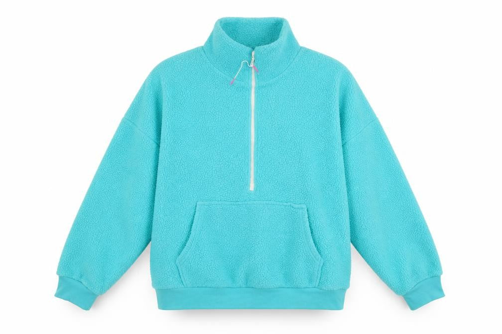 Front view of Dunnes Women’s Blue 1/2 Zip Fleece Pullover Sweatshirt L