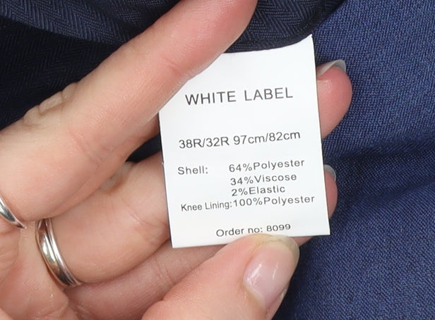 White Label Men's Blue 38R Regular Fit Suit Trousers