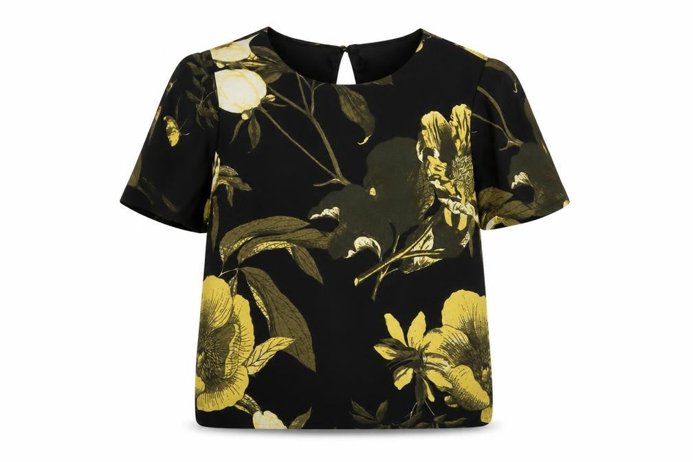 Vero Moda Women's Black Floral Short Sleeve Blouse Size S