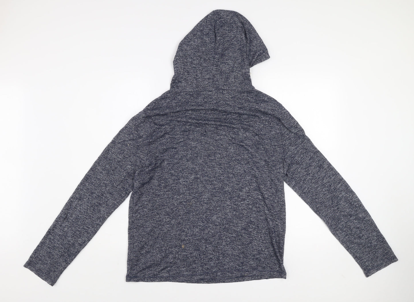 Hollister Men Blue Heather Pullover Hoodie M Cotton Blend