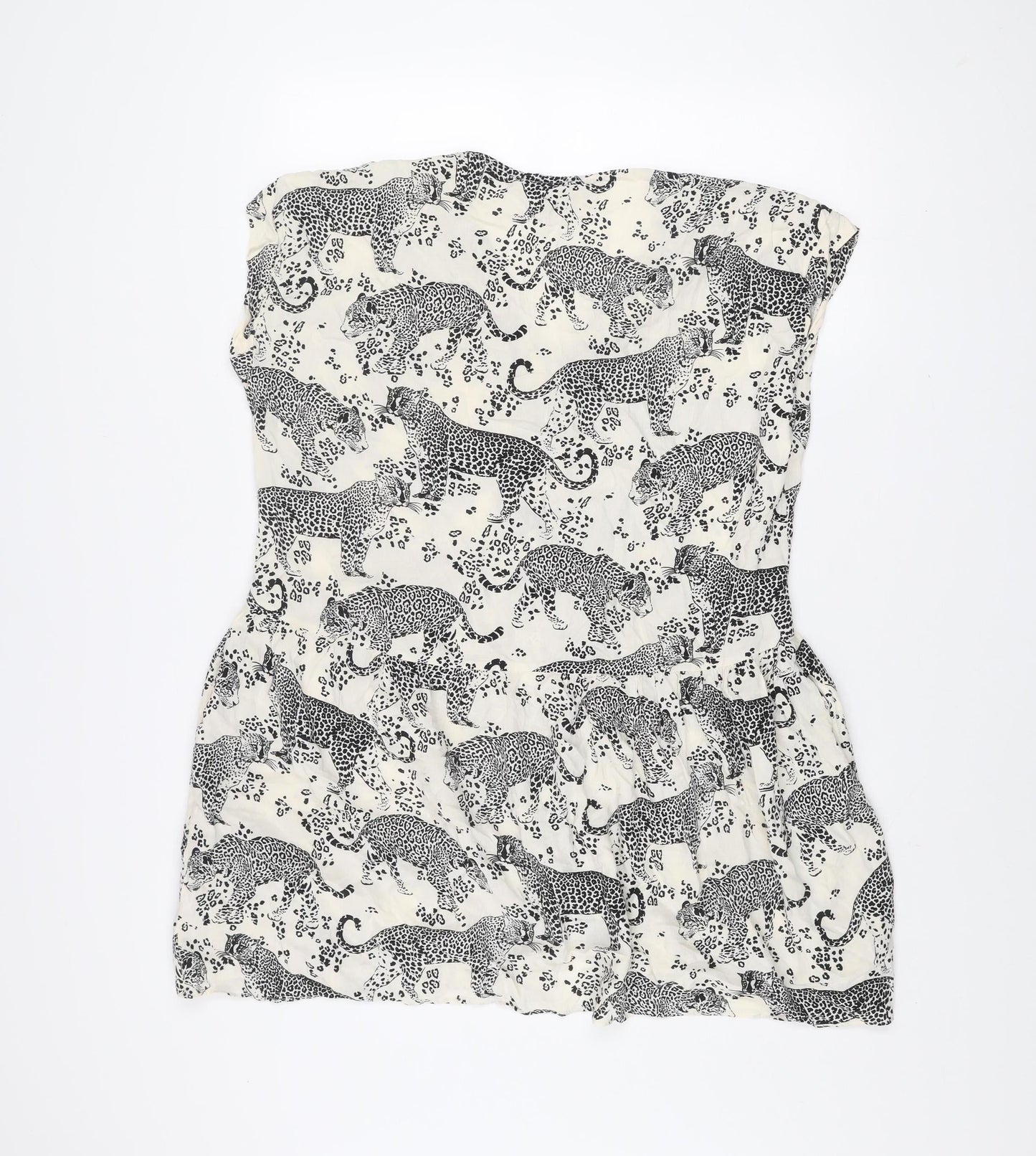 New Look Women's White Animal Print Strapless Bodycon Dress Size 12
