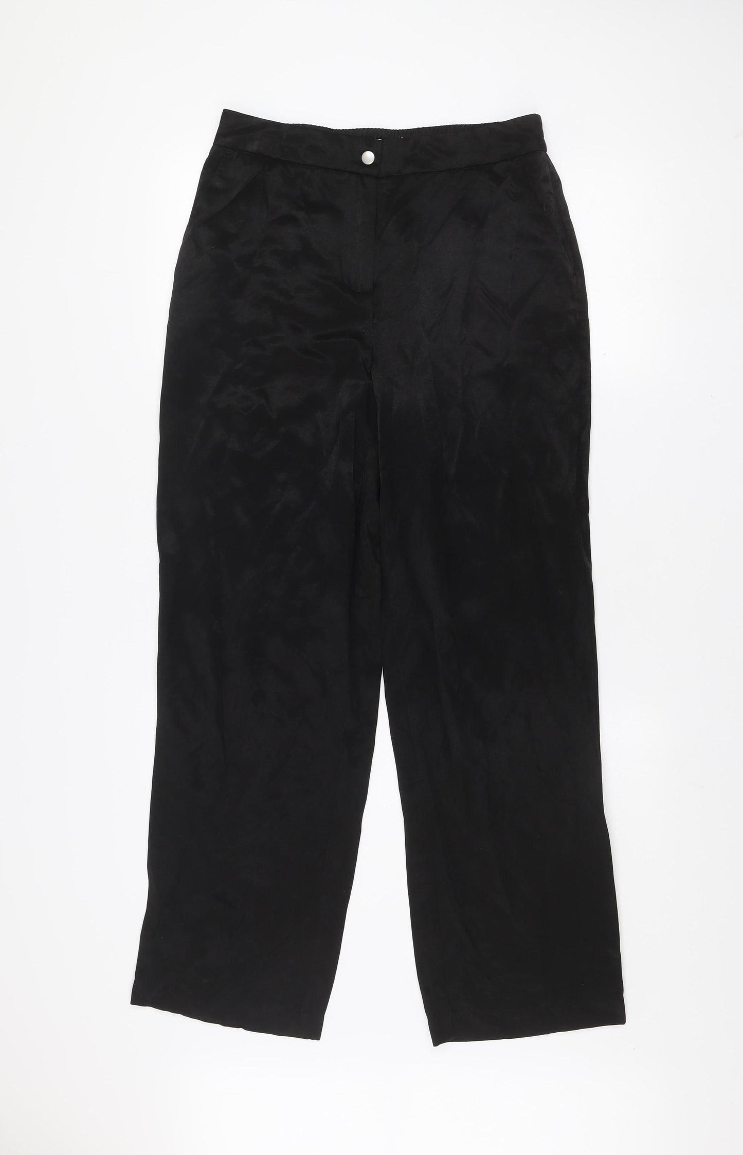 Vila Women Black Size 10 Wide-Leg Trousers in Viscose Blend