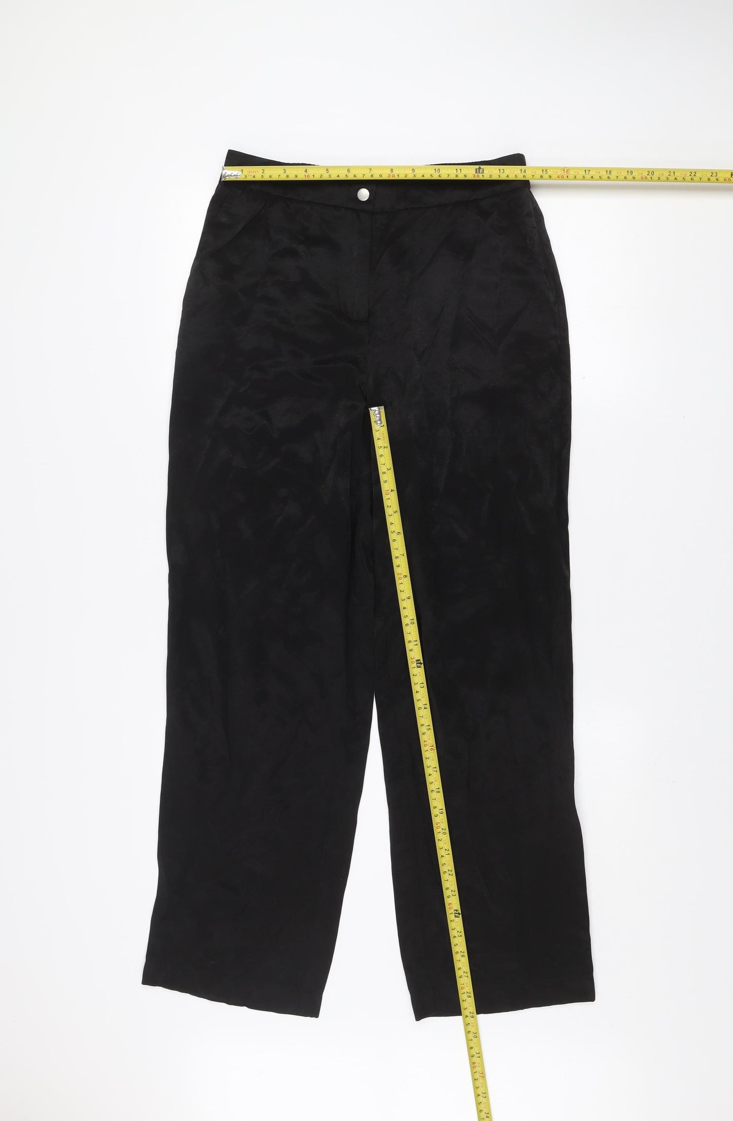 Vila Women Black Size 10 Wide-Leg Trousers in Viscose Blend
