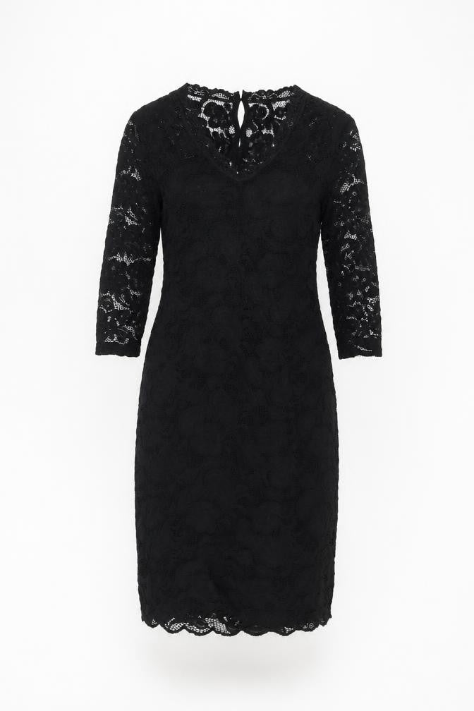 Mamalicious Women Black Lace Bodycon Maternity Dress Medium 3/4 Sleeve