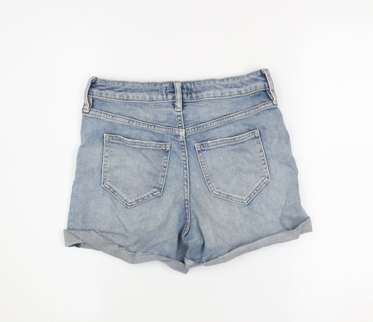 F&F Women Blue Denim Distressed Cut-Off Shorts UK 6