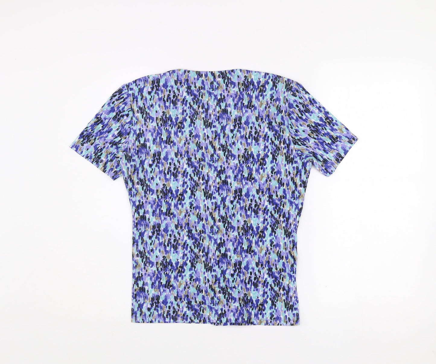 CC Women’s Blue Multicoloured Knot Front Short Sleeve Top Size S